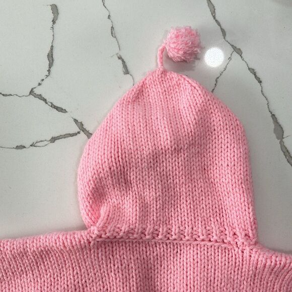 Pink Infant Girls Cable Knit Hoodie Sweater with Tassels - Picture 9 of 11